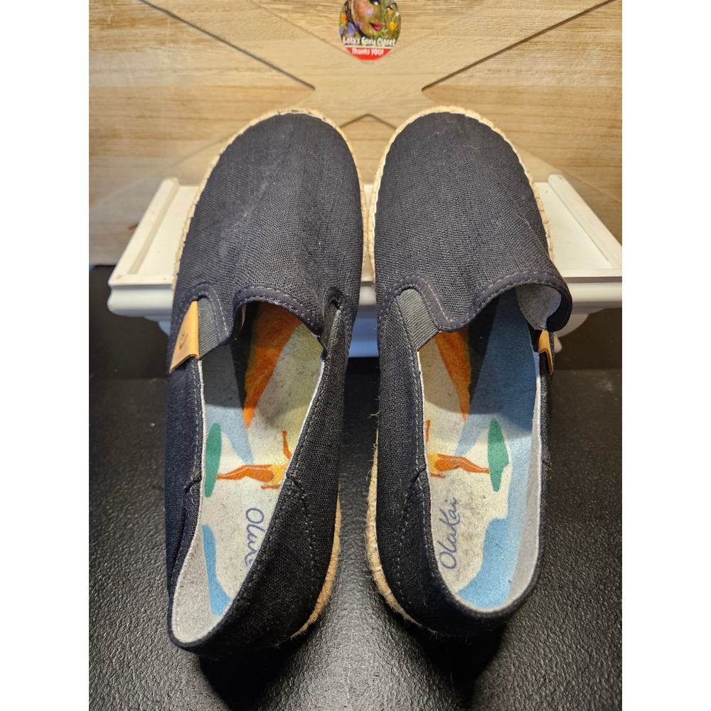 Olukai Espadrille Loafers Wmn 9 Black Kaula Pa'a Kapa Slip-On New! #718 - Picture 3 of 8